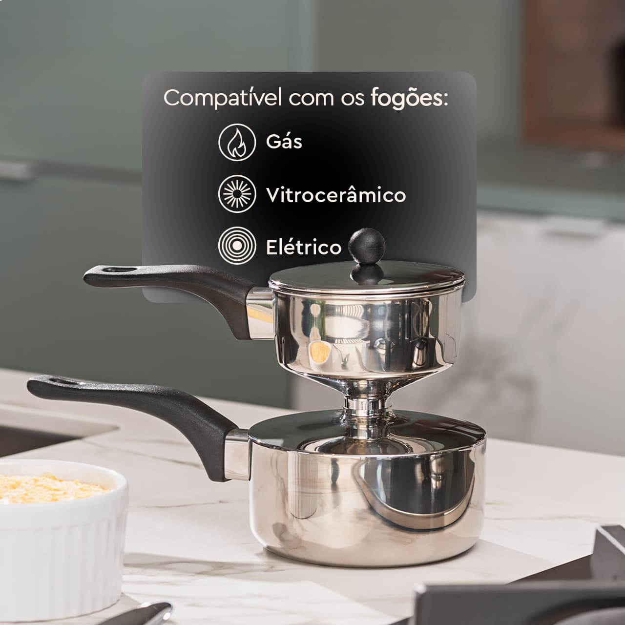Cuscuzeira Individual Brinox Suprema 500ml 16 cm Aço Inox - Imagem 3